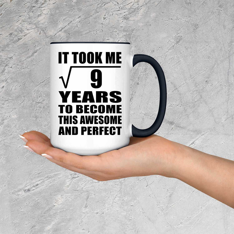 3rd Birthday Took Square Root of 9 Years To Awesome - 15oz Accent Mug Black