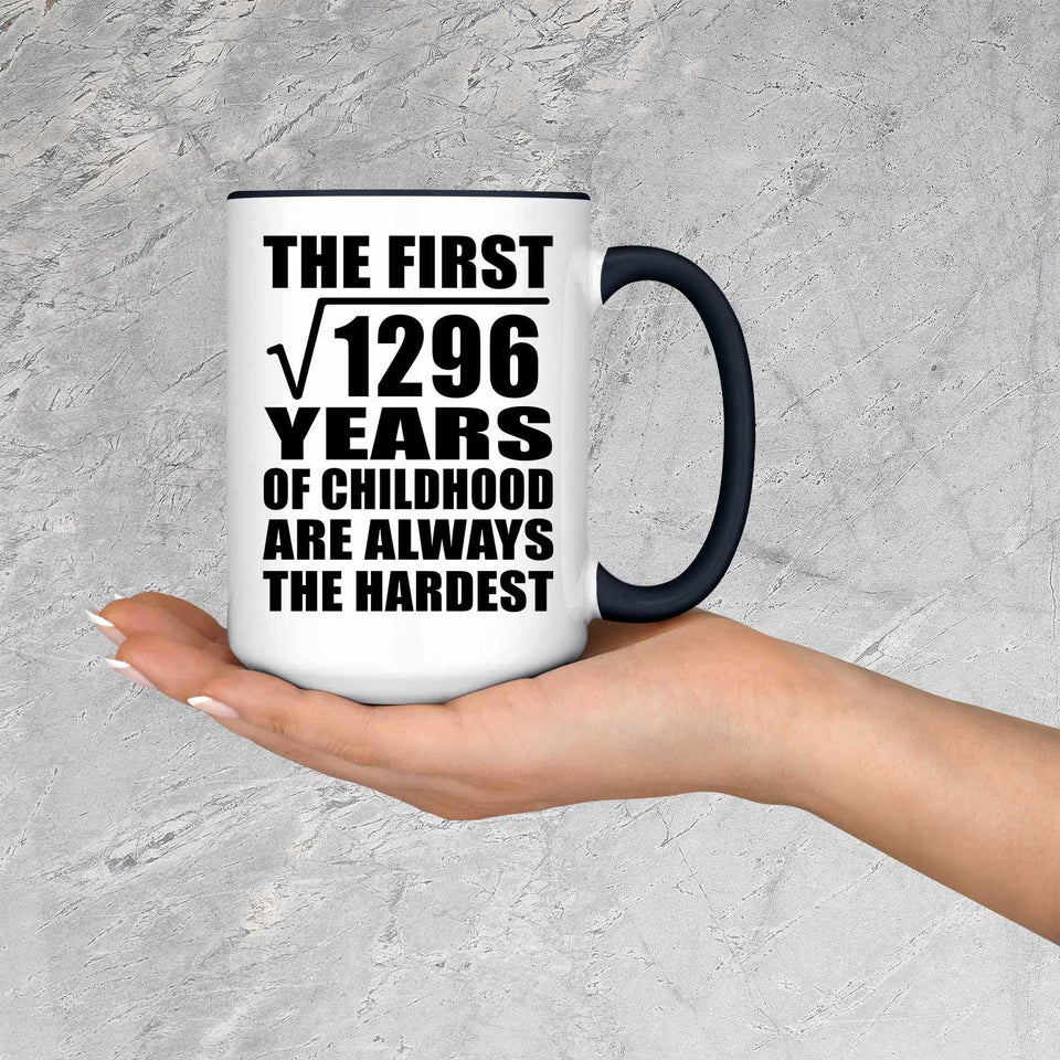 36th Birthday Square Root of 1296 Years of Childhood - 15oz Accent Mug Black