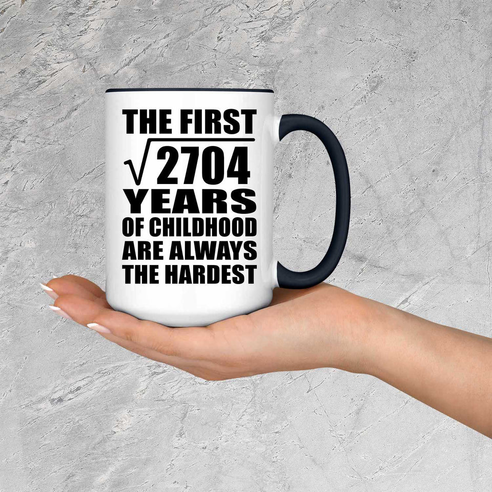 52nd Birthday Square Root of 2704 Years of Childhood - 15oz Accent Mug Black