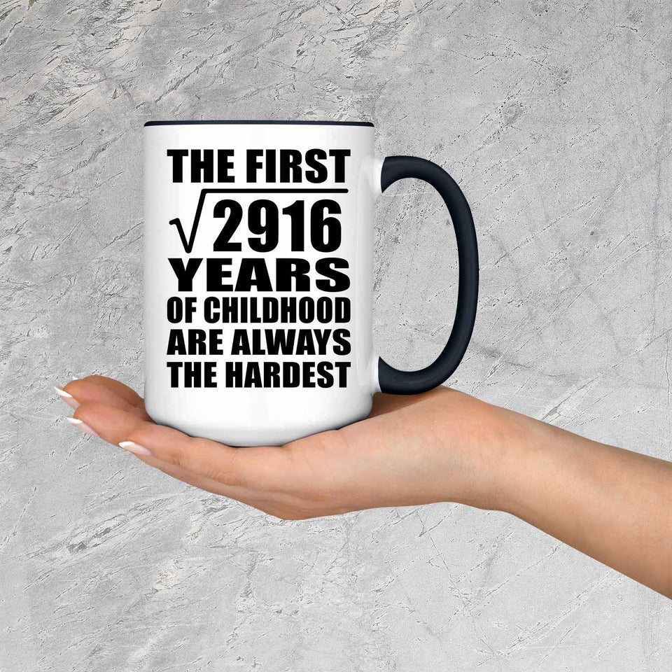 54th Birthday Square Root of 2916 Years of Childhood - 15oz Accent Mug Black