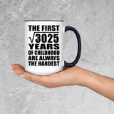 55th Birthday Square Root of 3025 Years of Childhood - 15oz Accent Mug Black