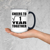 1st Anniversary Cheers To  Square Root of 1 Year Together - 15oz Accent Mug Black