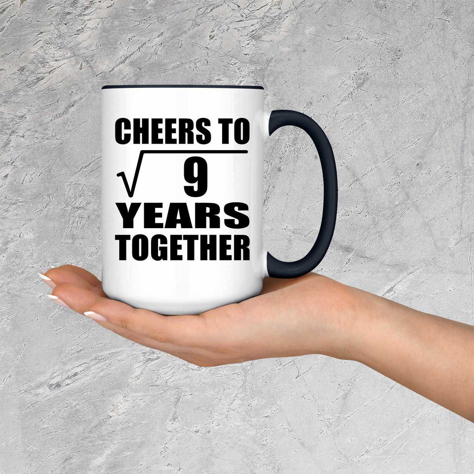 3rd Anniversary Cheers To Square Root of 9 Years Together - 15oz Accent Mug Black