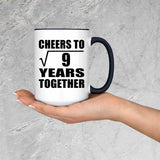 3rd Anniversary Cheers To Square Root of 9 Years Together - 15oz Accent Mug Black