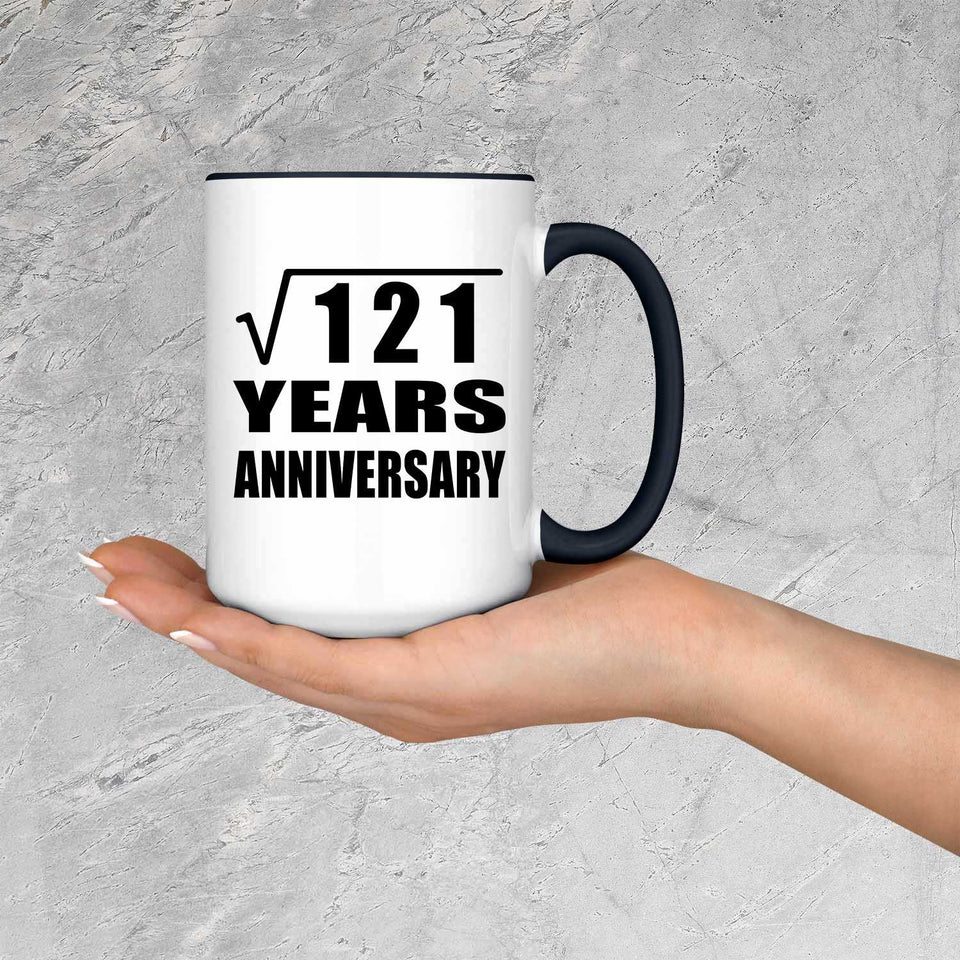 11th Anniversary Square Root of 121 Years Anniversary - 15oz Accent Mug Black
