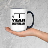 1st Anniversary Square Root of 1 Year Anniversary - 15oz Accent Mug Black