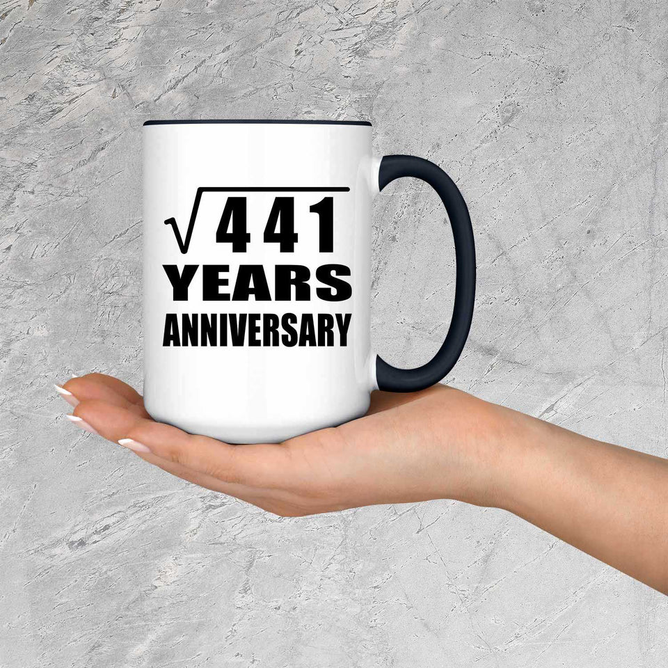 21st Anniversary Square Root of 441 Years Anniversary - 15oz Accent Mug Black