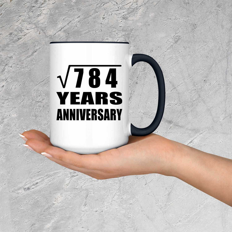 28th Anniversary Square Root of 784 Years Anniversary - 15oz Accent Mug Black