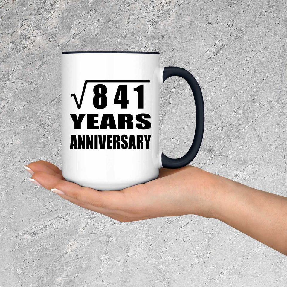 29th Anniversary Square Root of 841 Years Anniversary - 15oz Accent Mug Black
