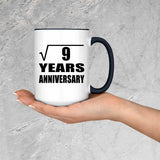 3rd Anniversary Square Root of 9 Years Anniversary - 15oz Accent Mug Black