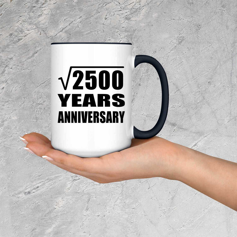 50th Anniversary Square Root of 2500 Years Anniversary - 15oz Accent Mug Black