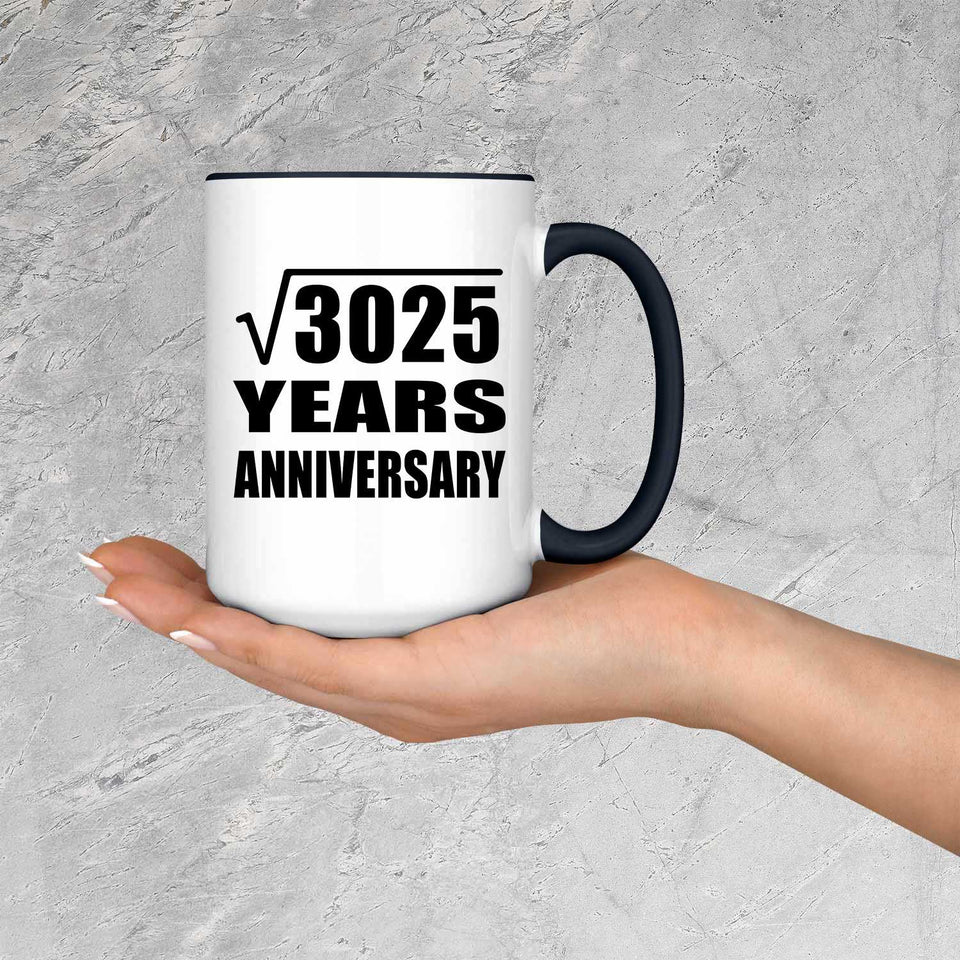 55th Anniversary Square Root of 3025 Years Anniversary - 15oz Accent Mug Black