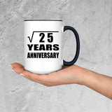 5th Anniversary Square Root of 25 Years Anniversary - 15oz Accent Mug Black