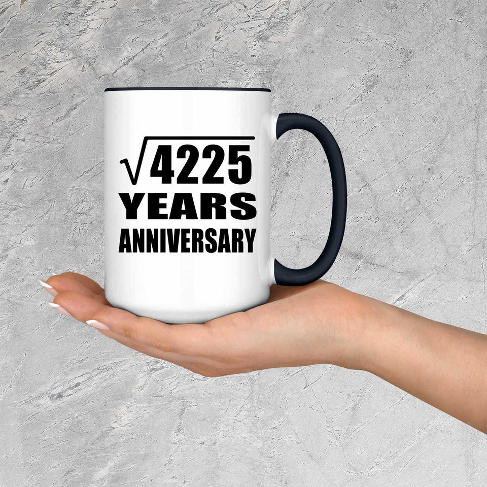 65th Anniversary Square Root of 4225 Years Anniversary - 15oz Accent Mug Black