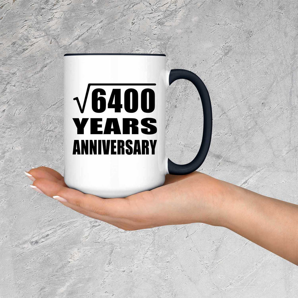 80th Anniversary Square Root of 6400 Years Anniversary - 15oz Accent Mug Black