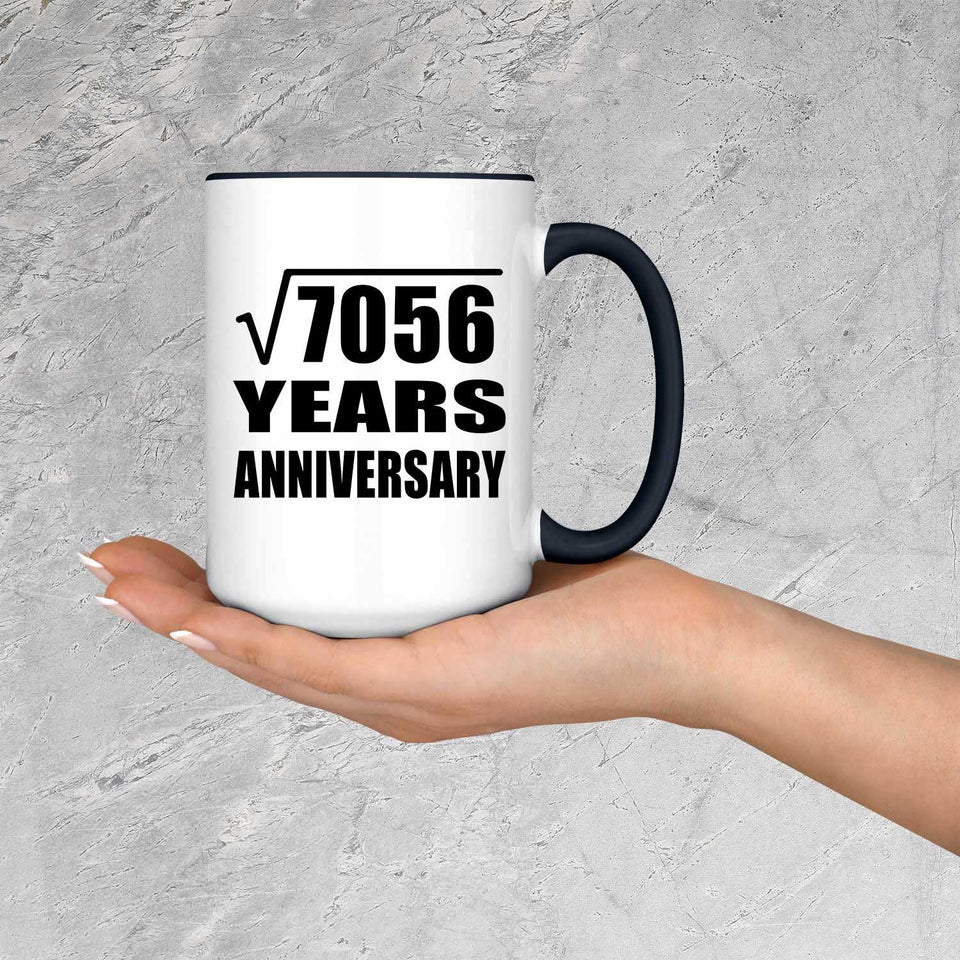 84th Anniversary Square Root of 7056 Years Anniversary - 15oz Accent Mug Black