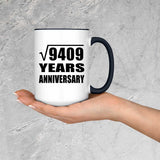 97th Anniversary Square Root of 9409 Years Anniversary - 15oz Accent Mug Black