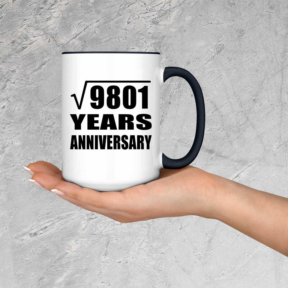 99th Anniversary Square Root of 9801 Years Anniversary - 15oz Accent Mug Black