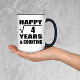 Happy 2nd Anniversary Square Root of 4 Years & Counting - 15oz Accent Mug Black