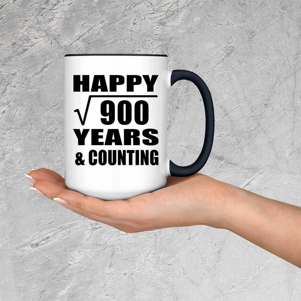 Happy 30th Anniversary Square Root of 900 Years & Counting - 15oz Accent Mug Black