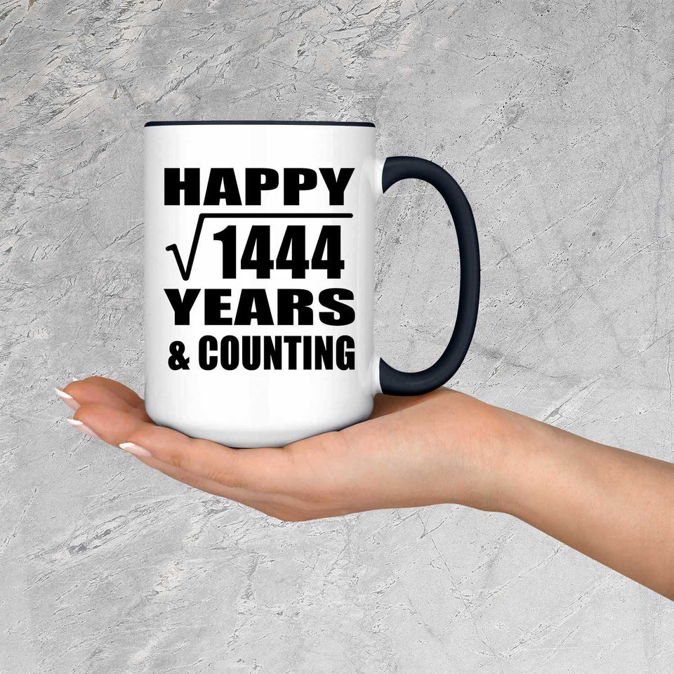 Happy 38th Anniversary Square Root of 1444 Years & Counting - 15oz Accent Mug Black
