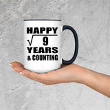 Happy 3rd Anniversary Square Root of 9 Years & Counting - 15oz Accent Mug Black