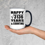 Happy 56th Anniversary Square Root of 3136 Years & Counting - 15oz Accent Mug Black