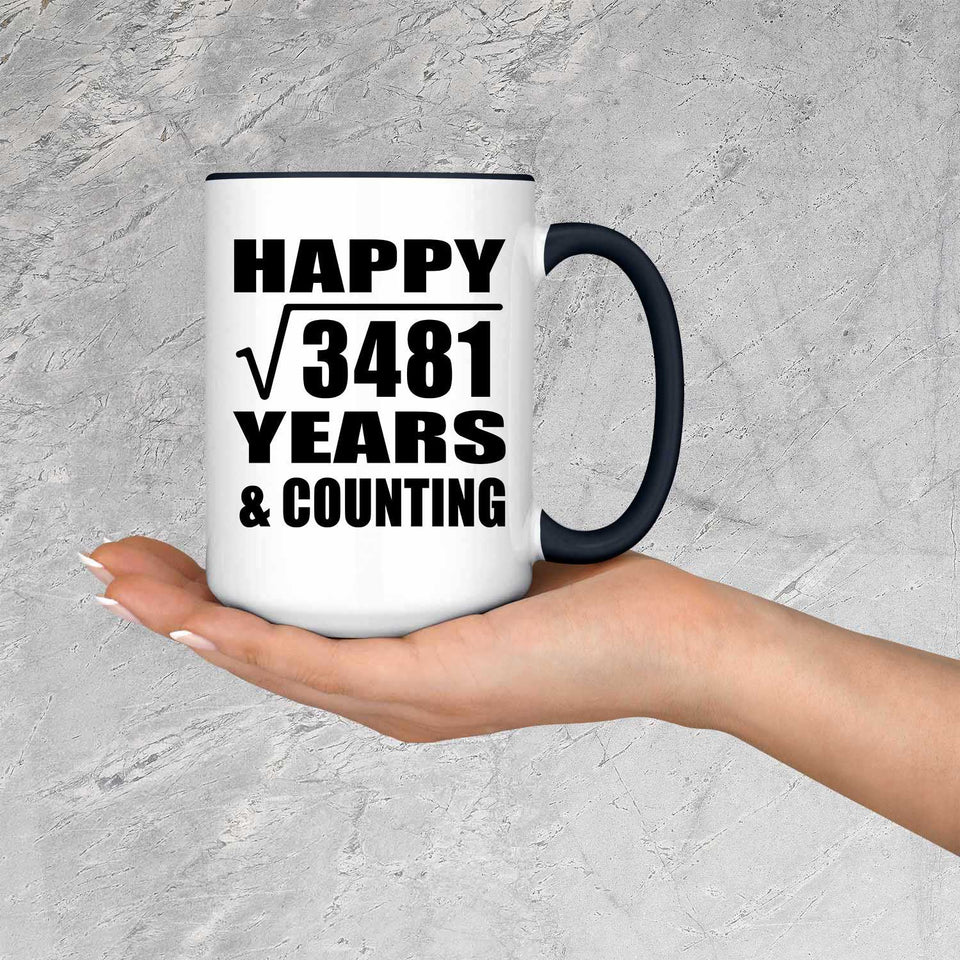 Happy 59th Anniversary Square Root of 3481 Years & Counting - 15oz Accent Mug Black