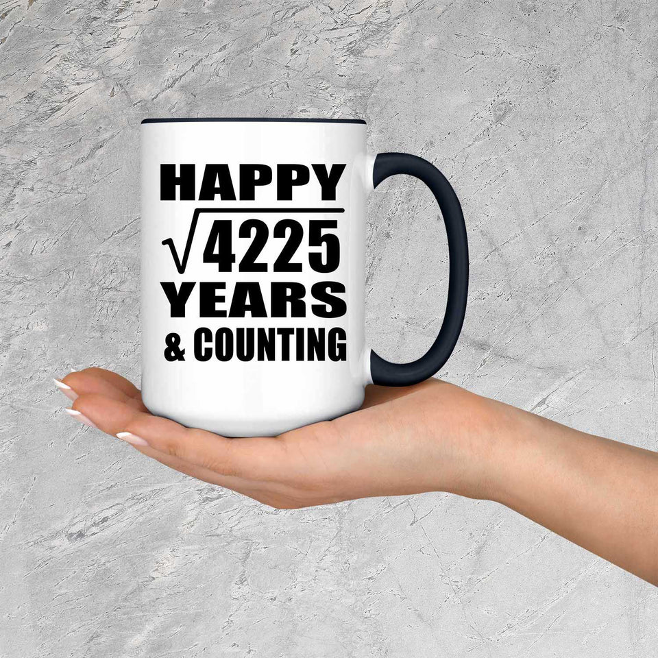Happy 65th Anniversary Square Root of 4225 Years & Counting - 15oz Accent Mug Black