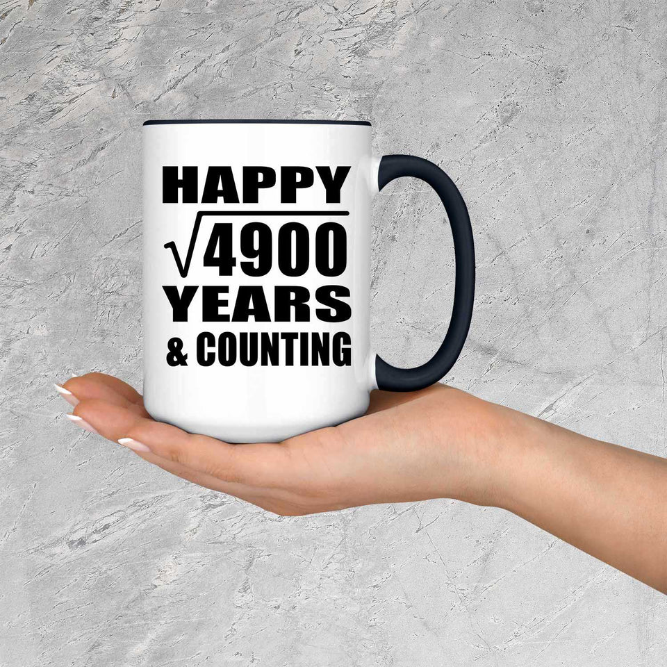 Happy 70th Anniversary Square Root of 4900 Years & Counting - 15oz Accent Mug Black