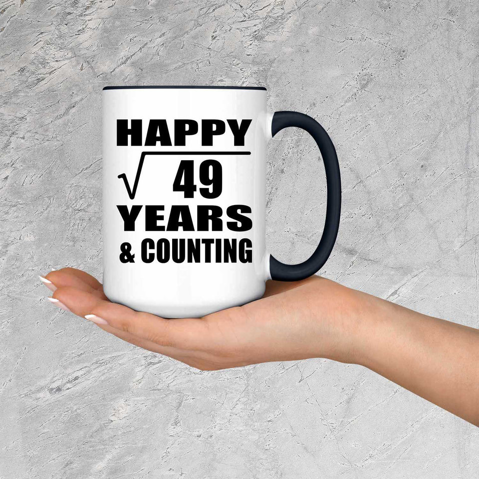 Happy 7th Anniversary Square Root of 49 Years & Counting - 15oz Accent Mug Black
