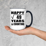 Happy 7th Anniversary Square Root of 49 Years & Counting - 15oz Accent Mug Black