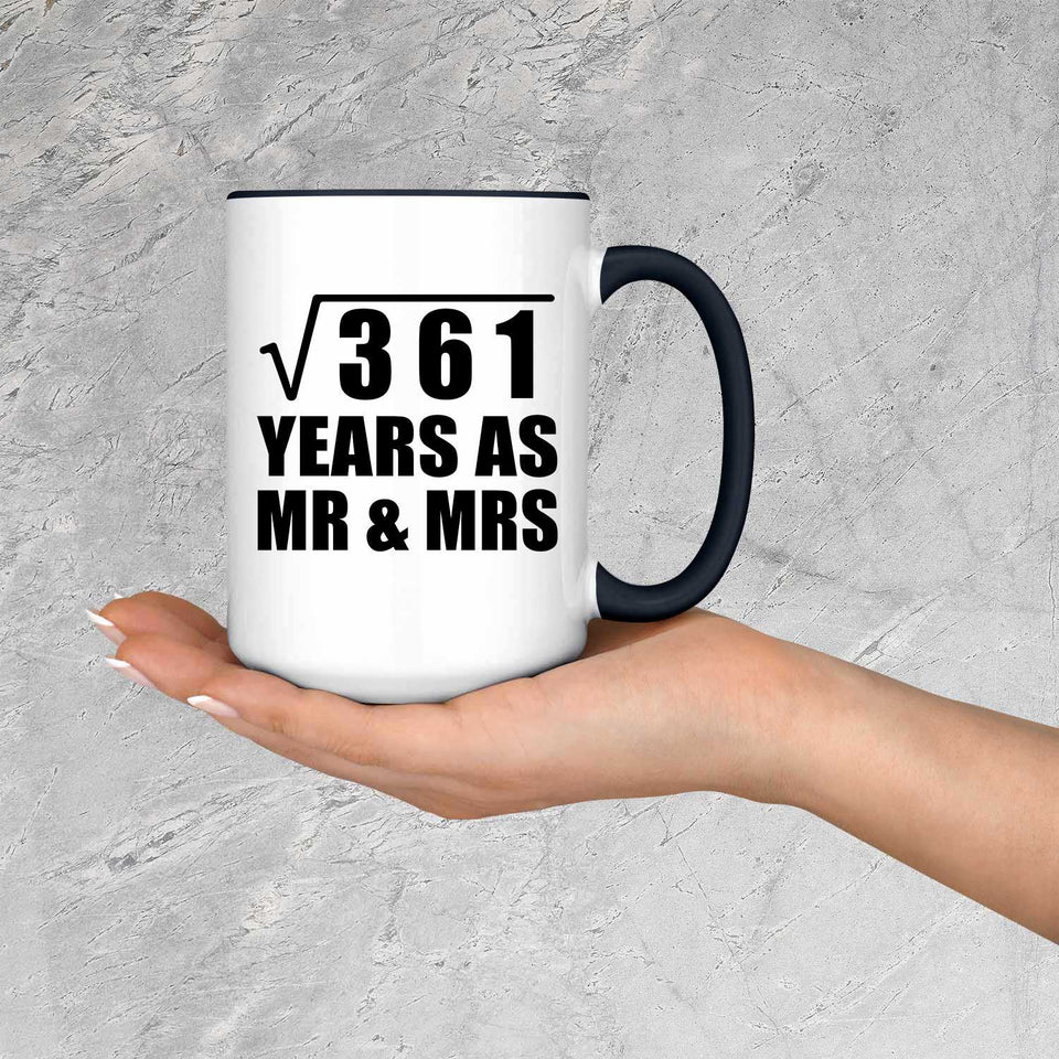 19th Anniversary Square Root of 361 Years As Mr & Mrs - 15oz Accent Mug Black