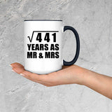 21st Anniversary Square Root of 441 Years As Mr & Mrs - 15oz Accent Mug Black