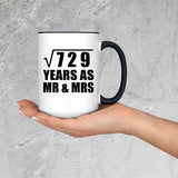 27th Anniversary Square Root of 729 Years As Mr & Mrs - 15oz Accent Mug Black
