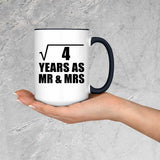 2nd Anniversary Square Root of 4 Years As Mr & Mrs - 15oz Accent Mug Black