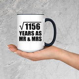 34th Anniversary Square Root of 1156 Years As Mr & Mrs - 15oz Accent Mug Black