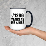 36th Anniversary Square Root of 1296 Years As Mr & Mrs - 15oz Accent Mug Black