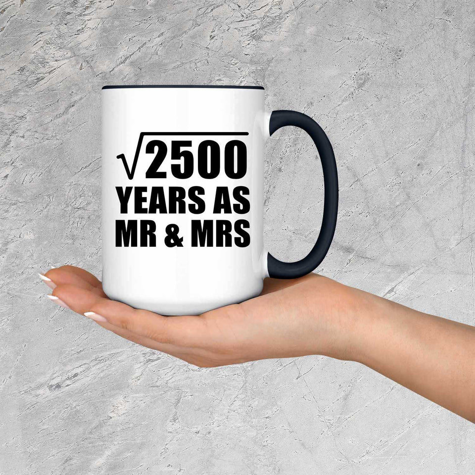 50th Anniversary Square Root of 2500 Years As Mr & Mrs - 15oz Accent Mug Black