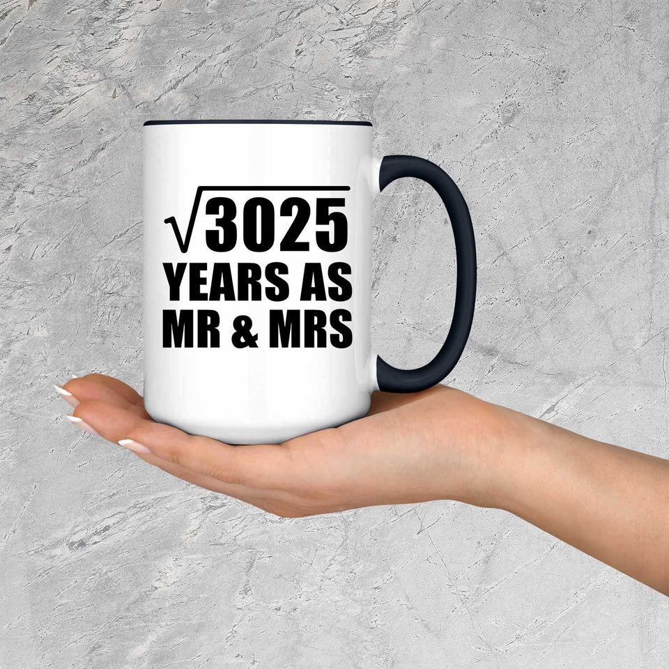 55th Anniversary Square Root of 3025 Years As Mr & Mrs - 15oz Accent Mug Black