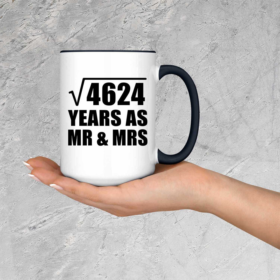 68th Anniversary Square Root of 4624 Years As Mr & Mrs - 15oz Accent Mug Black