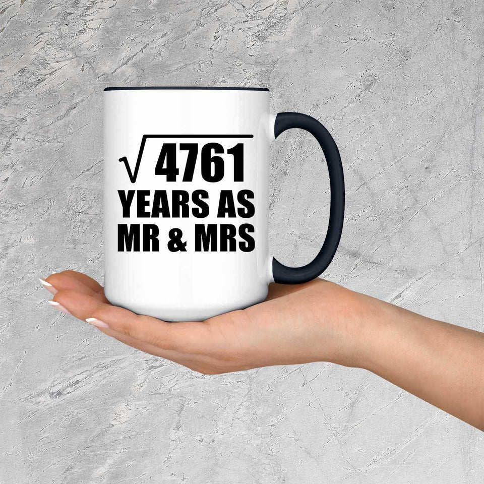 69th Anniversary Square Root of 4761 Years As Mr & Mrs - 15oz Accent Mug Black