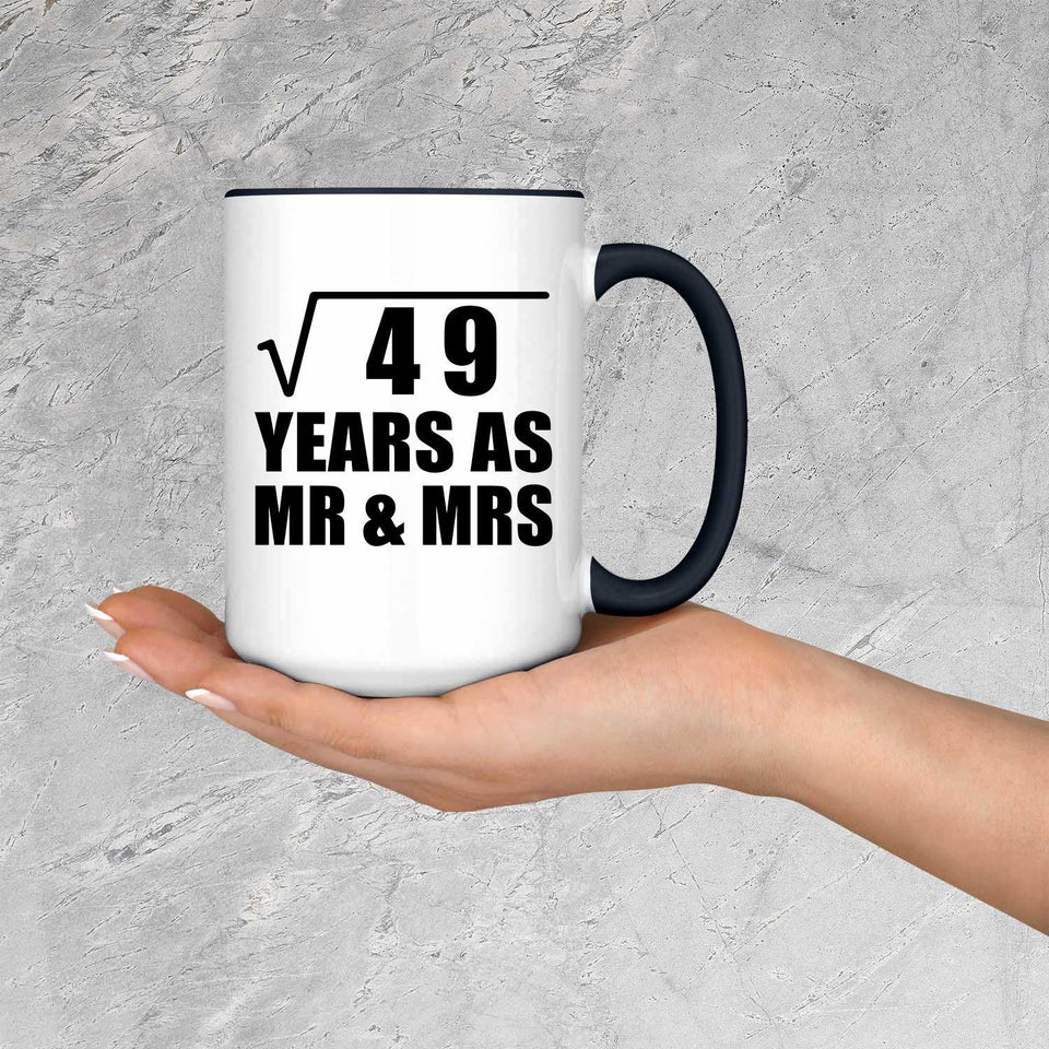7th Anniversary Square Root of 49 Years As Mr & Mrs - 15oz Accent Mug Black