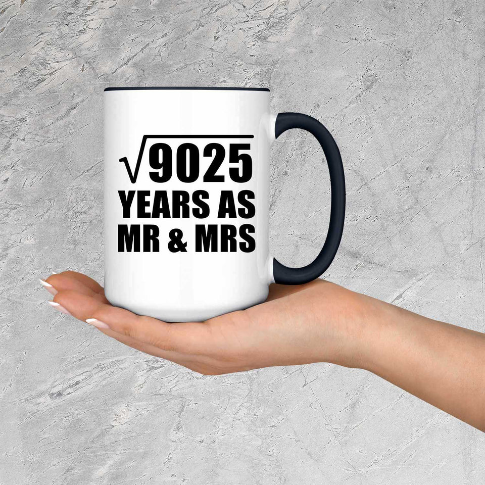 95th Anniversary Square Root of 9025 Years As Mr & Mrs - 15oz Accent Mug Black