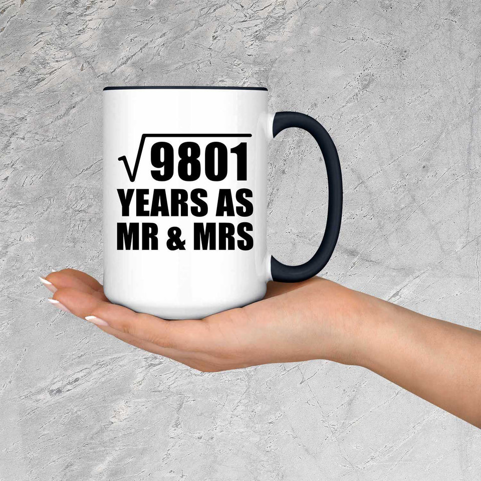 99th Anniversary Square Root of 9801 Years As Mr & Mrs - 15oz Accent Mug Black