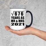26th Anniversary Square Root of 676 Years As Mr & Mrs 2021 - 15oz Accent Mug Black