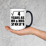2nd Anniversary Square Root of 4 Years As Mr & Mrs 2021 - 15oz Accent Mug Black