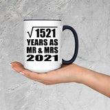 39th Anniversary Square Root of 1521 Years As Mr & Mrs 2021 - 15oz Accent Mug Black