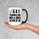 21st Anniversary Square Root of 441 Years As Mr & Mrs 2022 - 15oz Accent Mug Black