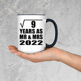 3rd Anniversary Square Root of 9 Years As Mr & Mrs 2022 - 15oz Accent Mug Black